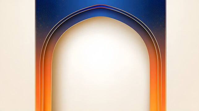 Elegant islamic arch frame design with golden lines and gradient colors for ramadan and eid celebrations