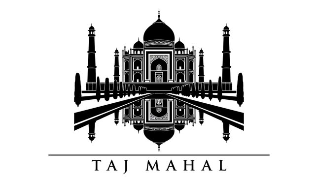 Taj Mahal India mausoleum silhouette graphic.