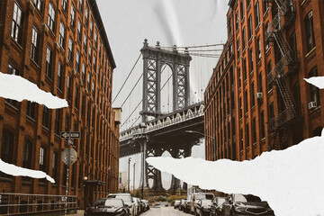 Fototapeta premium Brooklyn bridge paper collage, paper textured image