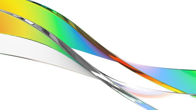 Elegant twisting colorful glass design elements isolated on white background