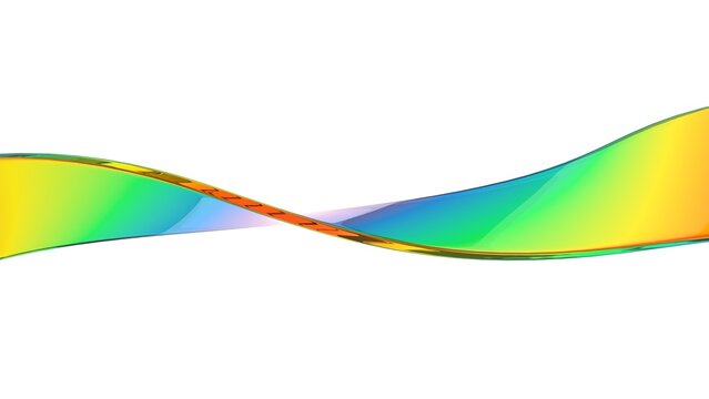 Elegant twisting colorful glass design element isolated on white background