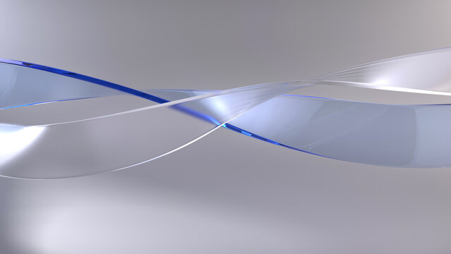 Clear and blue twisting glass waves - frosted glass and clear blue glass