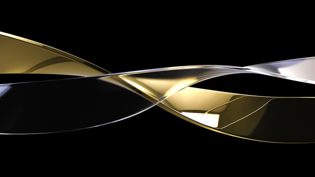 Gold and frosted glass luxury elegant twisting wave design elements