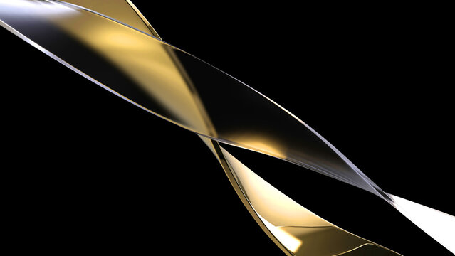 Gold and frosted glass luxury elegant twisting wave design elements - diagonal