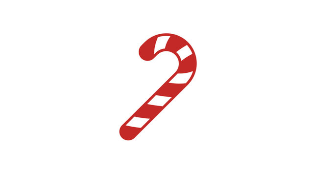Minimalist Red and White Striped Candy Cane Icon Illustration
