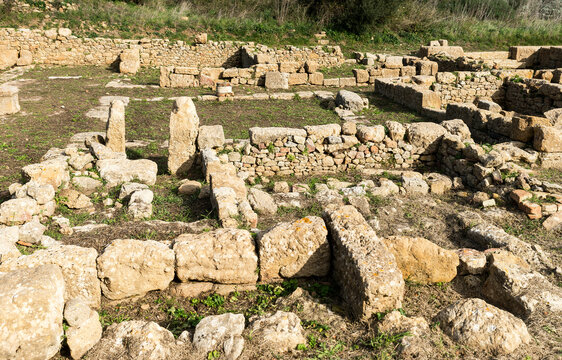 Natural Landscapes of The Archaeological Park of Morgantina (The Magistrate&rsquo;s House) in Enna Province, Sicily, Italy. 