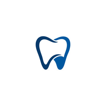 Stylized blue tooth logo for dental clinic health branding