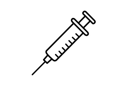 Medical syringe injection needle icon vector line art