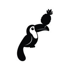 Fototapeta premium Toucan with pineapple icon isolated on white background art.