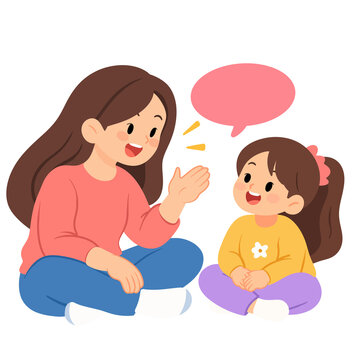 A mother talking to daughter