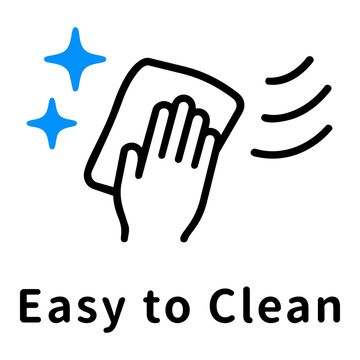 お手入れ簡単・清掃のアイコンピクトグラムと文字 Easy maintenance and cleaning icon pictograph