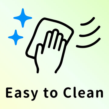 お手入れ簡単・清掃のアイコンピクトグラムと文字 Easy maintenance and cleaning icon pictograph