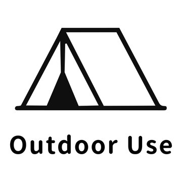 アウトドア対応・テントのアイコンピクトグラムと文字 Outdoor compatible and tent icon pictograph