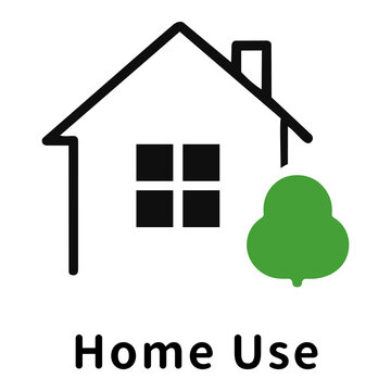 家庭用・住宅と木のアイコンピクトグラムと文字 Household and home icon pictograph with tree