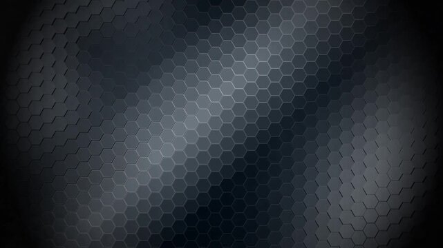 Monochrome abstract digital hex grid wave motion background for