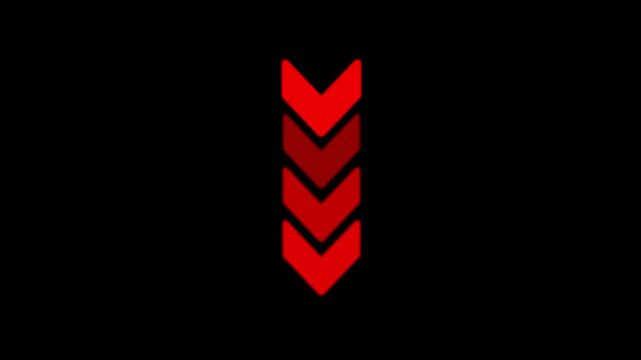 Smooth looping directional arrows on a black background, created for video overlay applications, navigation indicators, digital presentations, user interfaces, and high-quality 4K motion design.