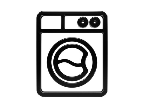 Washing machine icon featuring front load design for laundry cycles and appliance.