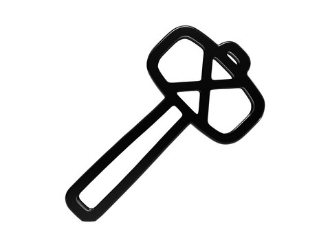 Sledgehammer icon illustration featuring black glossy outline style for demolition.