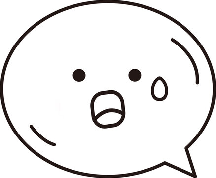 Surprised Shocked Face Speech Bubble Emoticon with Sweat Drop