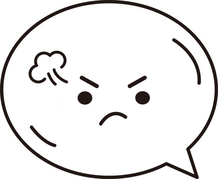 Angry Face Speech Bubble Emoticon with Steam Puff