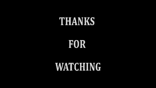 Thanks for watching animated text title with particle effect on black background