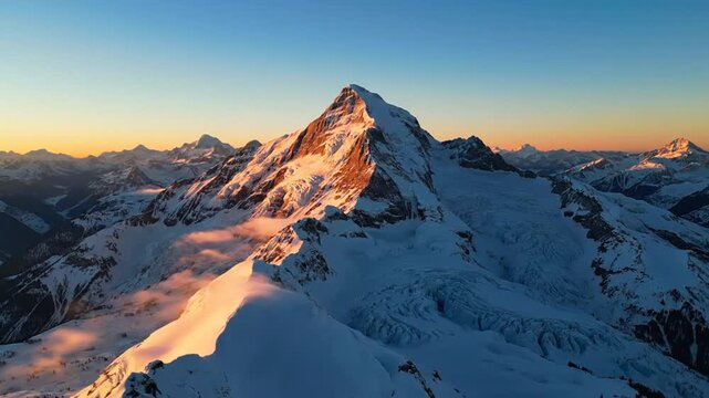 Aerial View of Jungfrau Mountain Peak in the Swiss Alps at Sunrise
