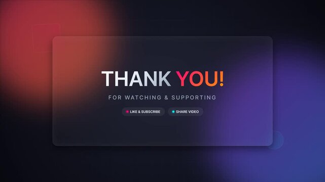 Thank You and Thanks for Watching Text Animation, Animated Lettering for Video Outro and Closing Screen, Social Media Content, Media Publishing, Film, Short Movie and Digital Video, 4K