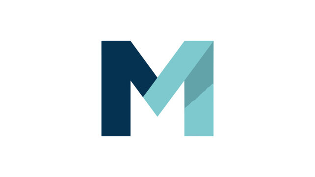 Modern M Letter Logo in Navy Blue and Turquoise Geometric Design