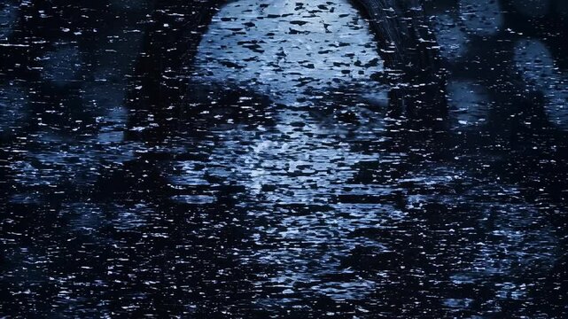 Distorted human face appears on digital screen glitch effect