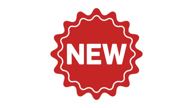 Red New Badge Sticker with Bold White Typography
