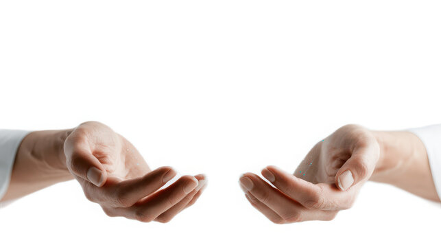 Two open human hands cupped together isolated on a transparent