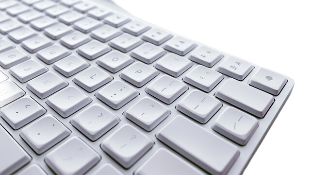 Modern wireless computer keyboard with white keys isolated on a