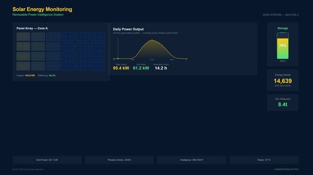 Solar Energy Monitoring Dashboard Loop Animation