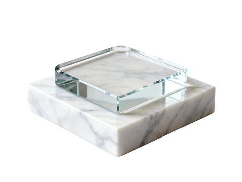 Two stacked rectangular objects made of marble and glass