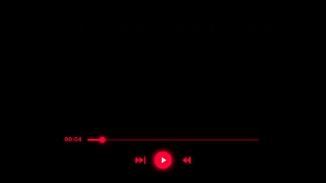 Digital media interface displaying a progress timeline with a glowing red circular button and navigation markers for streaming multimedia content allowing users to control playback on their