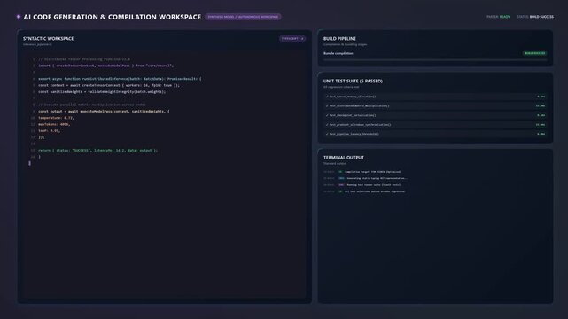 AI Code Generation Workspace With Code Editor Loop Animation