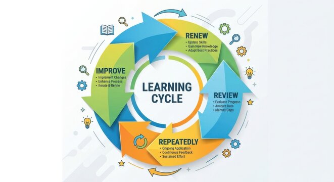 Diagram of a Learning Cycle with Arrows Illustrating Stages