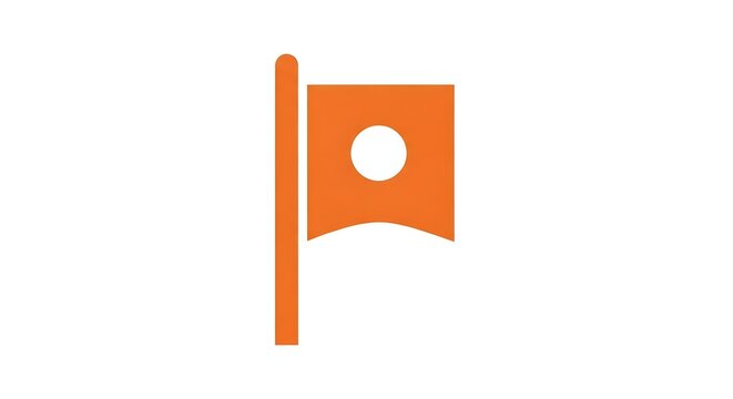 Orange flag icon with a central circle symbol representing notification