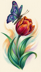 Fototapeta premium watercolor hand drawn watercolor flowers