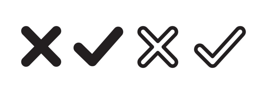 Check And Cross Mark Icons Vector Set for User Interface and Web Design