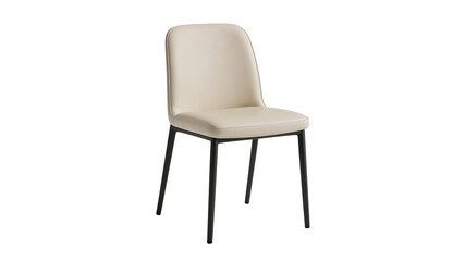 Obraz premium Modern Minimalist Upholstered Dining Chair with Black Legs