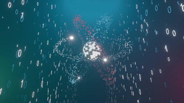 Quantum Computing with Glowing Central Core and Digital Data Particles