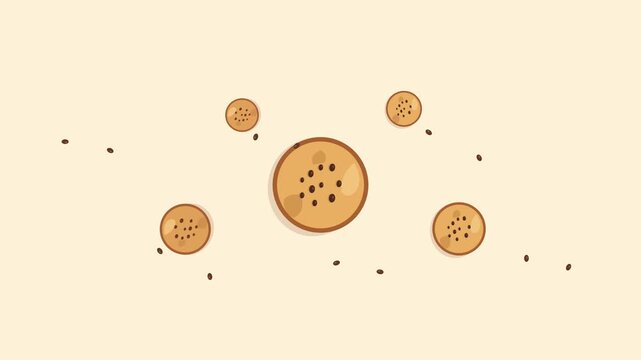 Minimalist vector illustration of delicious chocolate chip cookies on a light background.