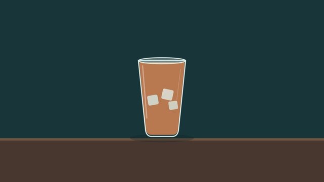 Minimalist vector illustration of a refreshing glass of iced coffee on a flat background.