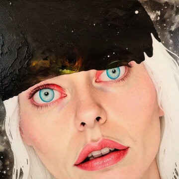 Close-up Portrait of Woman with Blue Eyes and Black Hat