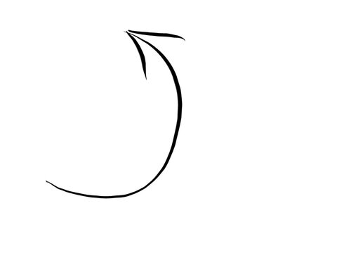 Hand Drawn Black Curved Loop Arrow Brush Stroke Sketch, Single U-Turn Return Arrow Doodle Isolated on White Background for Infographic, Presentation and Web Design