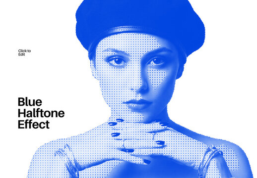 Blue Halftone Photo Effect