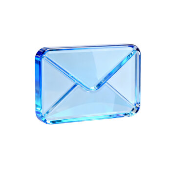 Transparent Blue Glass Envelope Digital Mail Icon