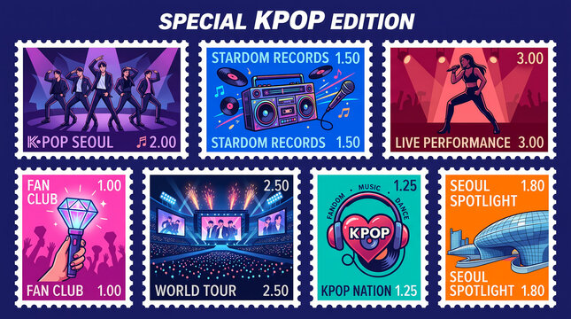 vibrant kpop idol concert illustration energetic dance music fandom neon stage lights background for poster and design
