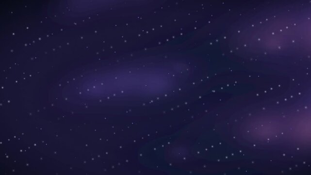 Abstract purple nebula twinkling stars drifting across dark space background, for dreams, imagination, mystery, innovation, cosmic wonder in 4k footage